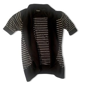 Express Short-sleeved Black & White Striped Cardigan L